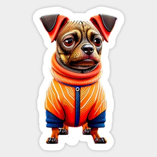 Snuggly Dachshund in a Cozy Salmon Sweater Sticker